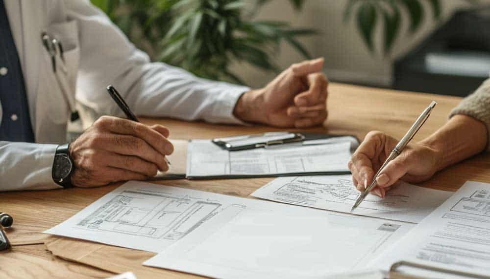 Healthcare provider talking to parents about cannabis options for autism treatment – consultation scene