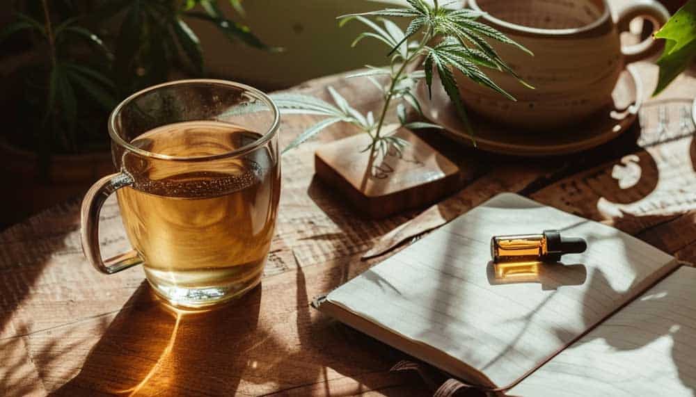 Peaceful home environment with CBD oil and tea – natural recovery from fatigue