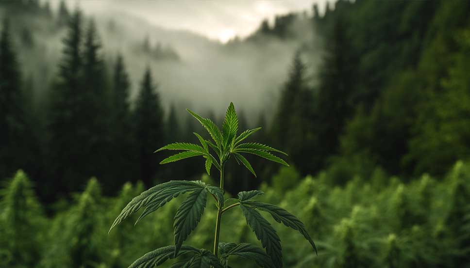 Healthy cannabis sativa plant growing outdoors in Sweden reflecting the issue of is weed legal in Sweden